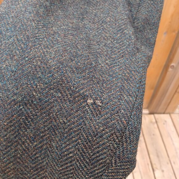 Vintage Equestrian Jacket Tweed Green Wool Double Vent 44.5" Chest - Picture 5 of 13